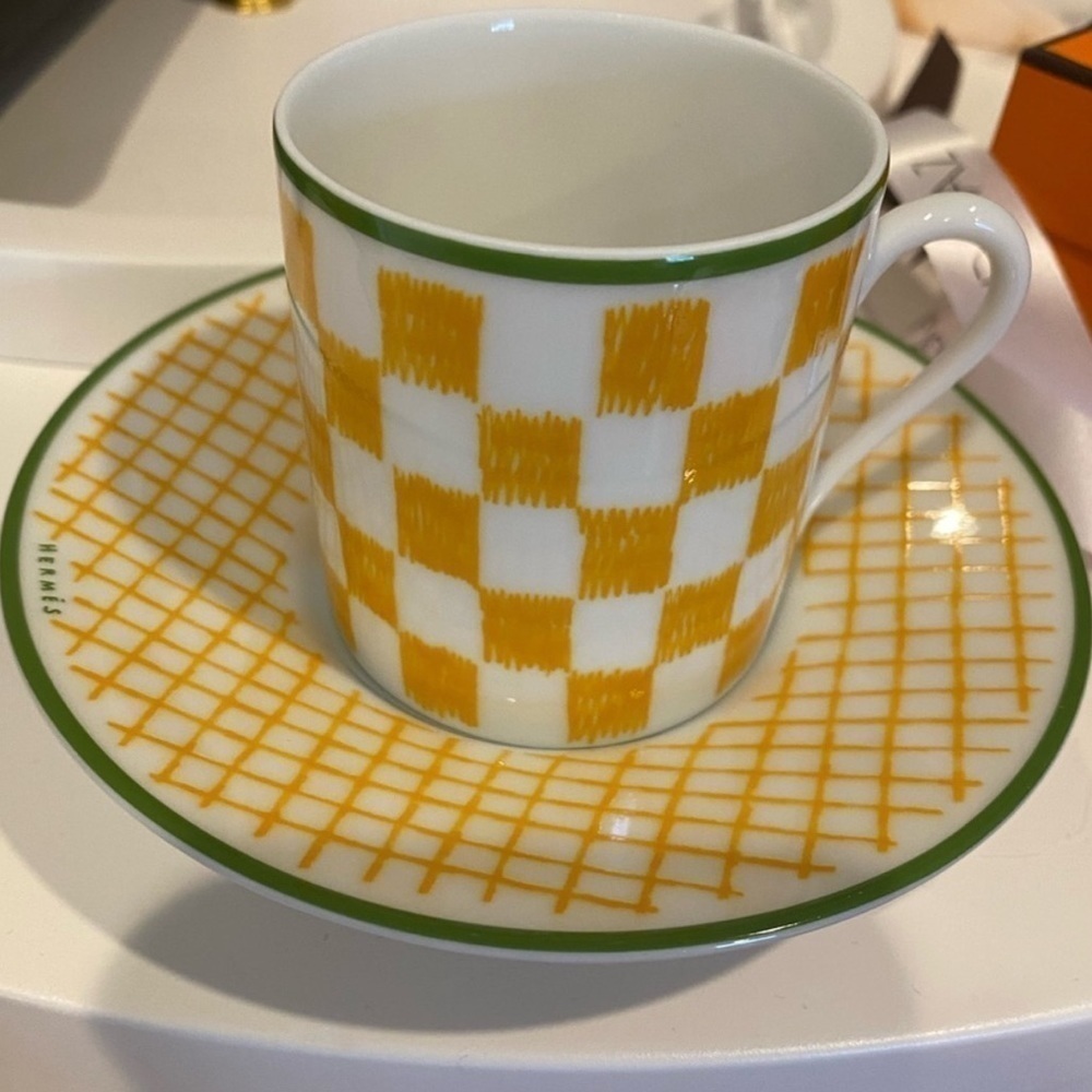 Hermes Espresso coffee cup with saucer. New.